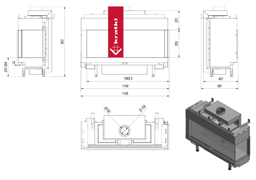 KRATKI LEO 100 LEWY / PRAWY gaz ziemny ∅ 100/150 9 kW - obrazek 8
